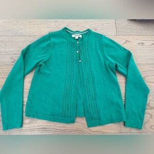 Mini Boden Pointelle Cotton Cardigan Emerald Green Size 11-12Y